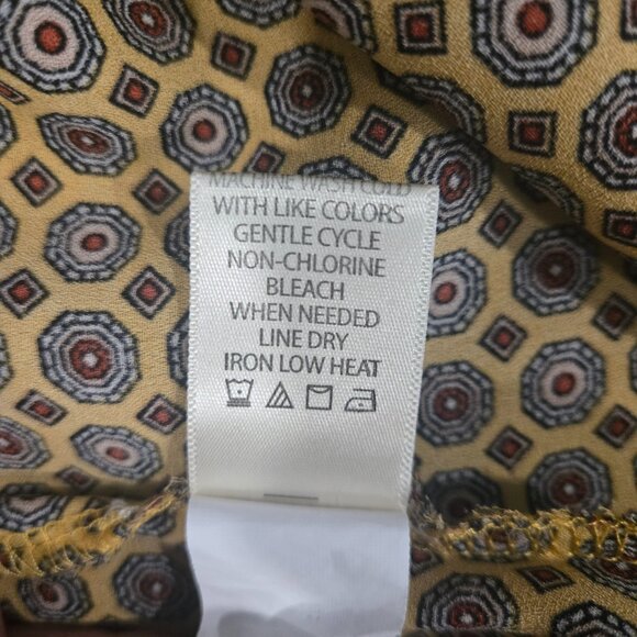 MAX STUDIO Women’s Blouse Top Medium Yellow Geometric Print Ruffle Flutter Boho - Picture 6 of 7